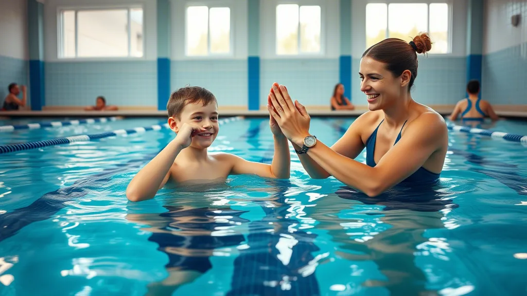 ребёнок демонстрирует звёздочку, тренер поощряет