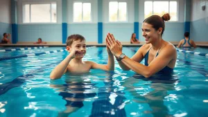 ребёнок демонстрирует звёздочку, тренер поощряет